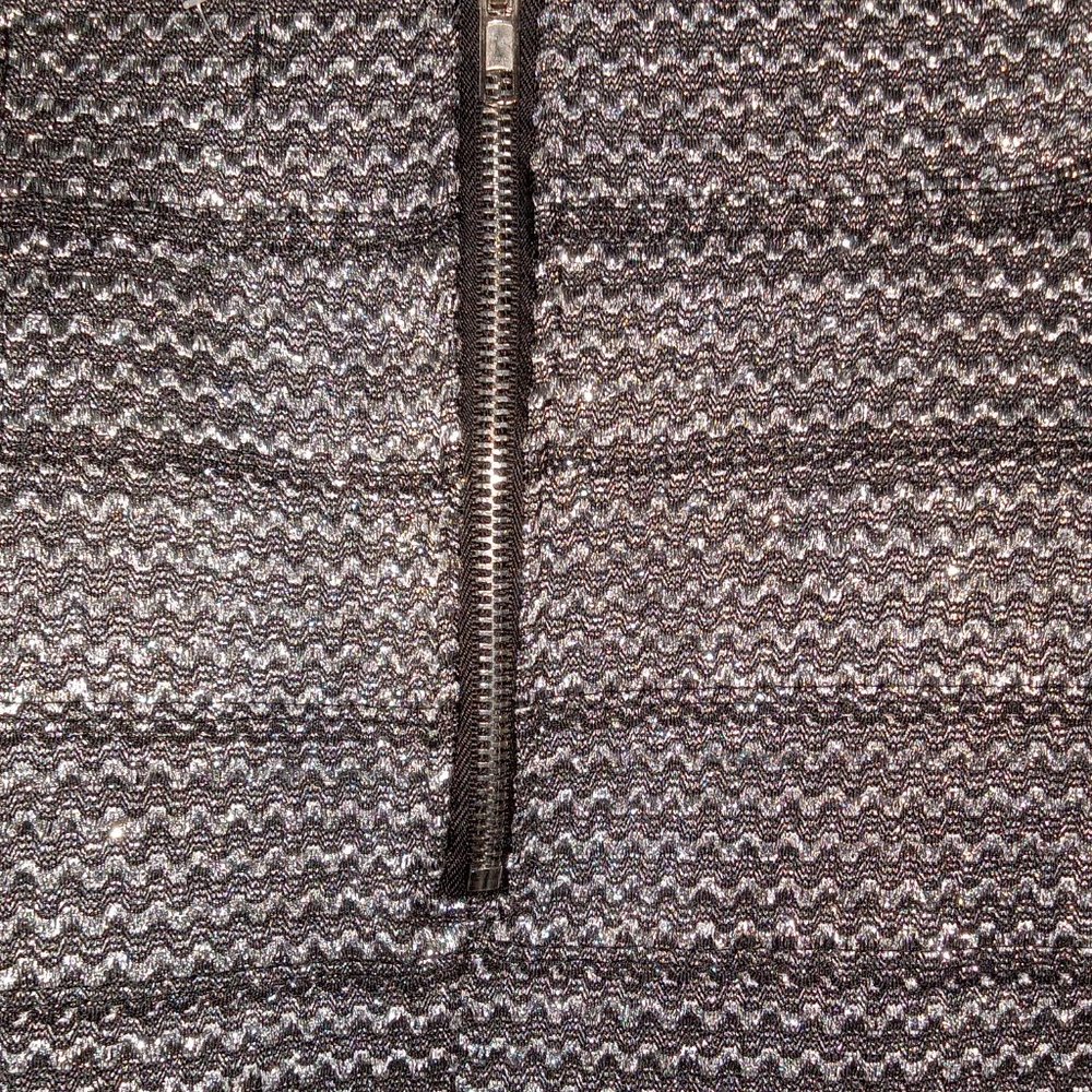 SOLD Anthropologie Ginger G metallic silver and black threading mini skirt - Picture 2 of 5